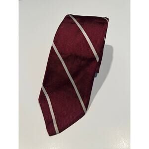 Vintage Pietro di Como Men's 100% Silk Necktie Red w White Stripes JL